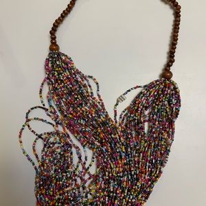 Beaded necklace with wood